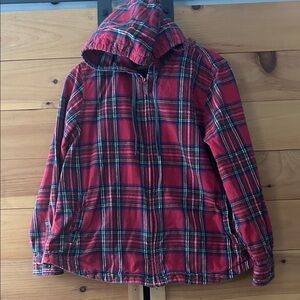 L. L. Bean Scotch Flannel Shirt Relaxed Fit Full Zip Hoodie